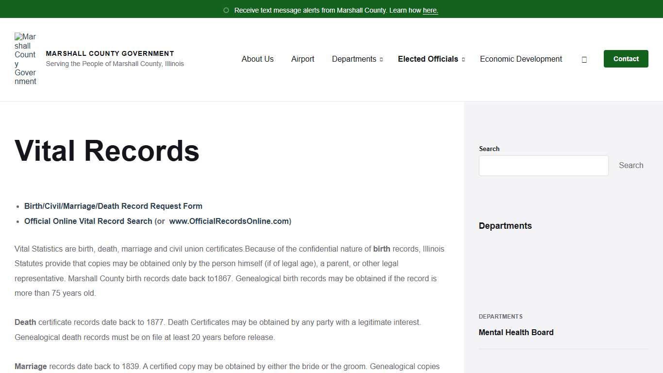 Vital Records - Marshall County Government